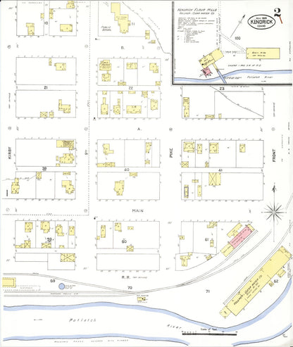 Sanborn Fire Insurance Map from Kendrick, Latah County, Idaho (1909), Sheet #0002 - Complete Map Set gallery image, historic Sanborn map, vintage wall art, Idaho Idaho