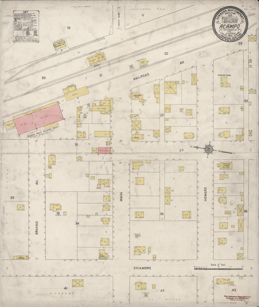 Sanborn Fire Insurance Map from Acampo, San Joaquin County, California (1911), Sheet #0001 - Historic Sanborn Fire Insurance Map Print, vintage old map wall art, antique decor, genealogy gift, California California map