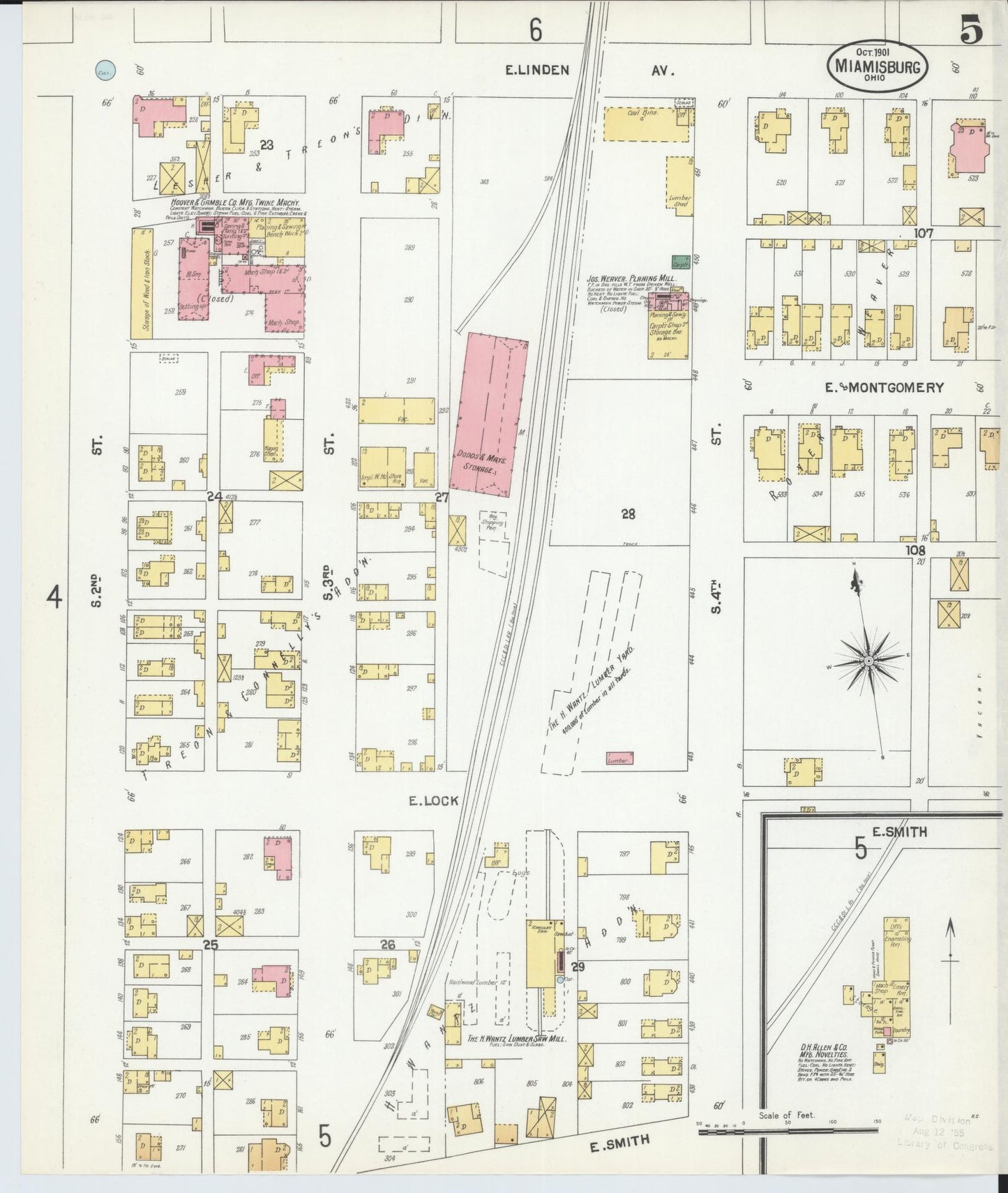 Sanborn Fire Insurance Map from Miamisburg, Montgomery County, Ohio (1901), Sheet #0005 - Complete Map Set gallery image, historic Sanborn map, vintage wall art, Ohio Ohio