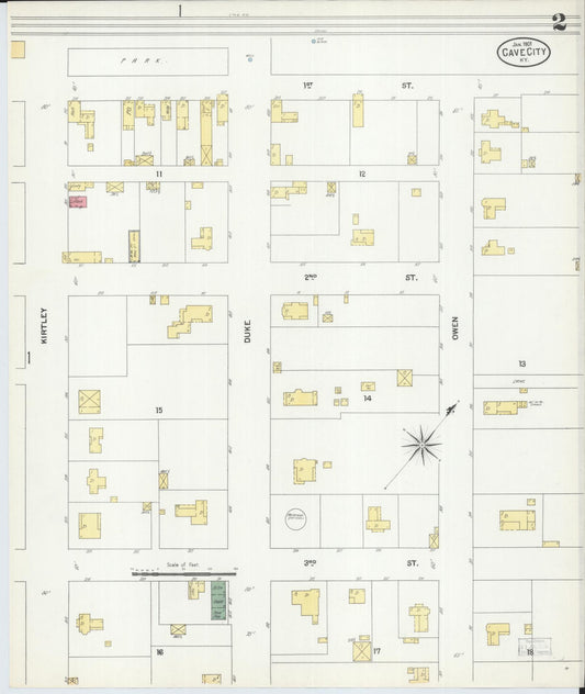 Sanborn Fire Insurance Map from Cave City, Barren County, Kentucky (1901), Sheet #0002 - Historic Sanborn Fire Insurance Map Print, vintage old map wall art, antique decor, genealogy gift, Kentucky Kentucky map