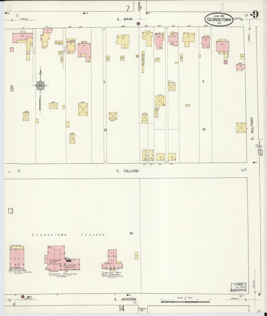 Sanborn Fire Insurance Map from Georgetown, Scott County, Kentucky (1912), Sheet #0009 - Historic Sanborn Fire Insurance Map Print, vintage old map wall art, antique decor, genealogy gift, Kentucky Kentucky map