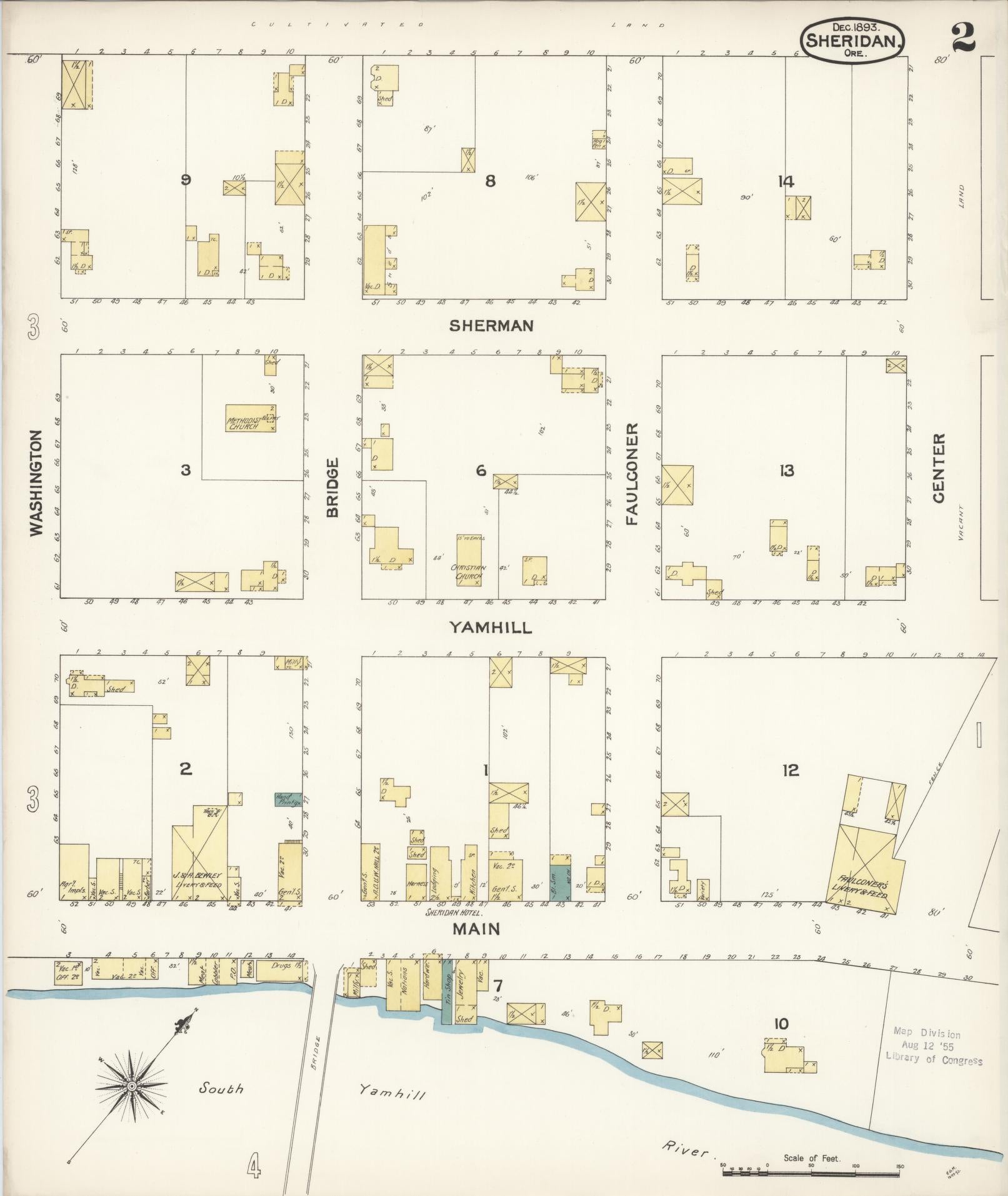 Sanborn Fire Insurance Map from Sheridan, Yamhill County, Oregon (1893), Sheet #0002 - Complete Map Set gallery image, historic Sanborn map, vintage wall art, Oregon Oregon