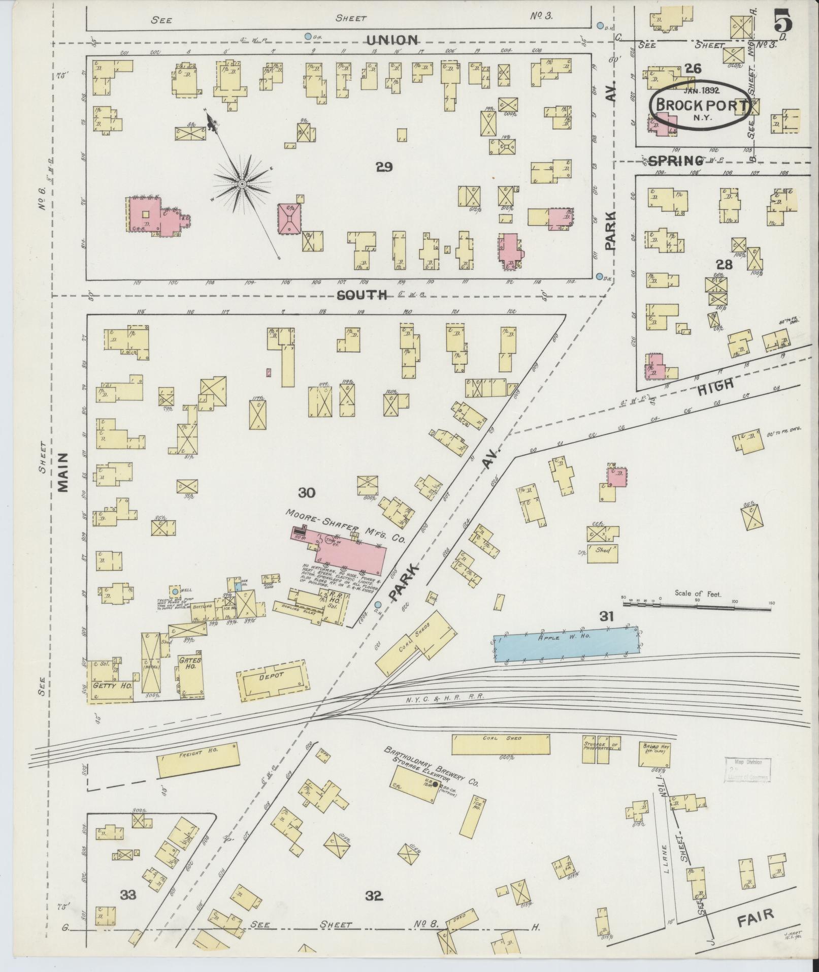 Sanborn Fire Insurance Map from Brockport, Monroe County, New York (1892), Sheet #0005 - Complete Map Set gallery image, historic Sanborn map, vintage wall art, New York New York