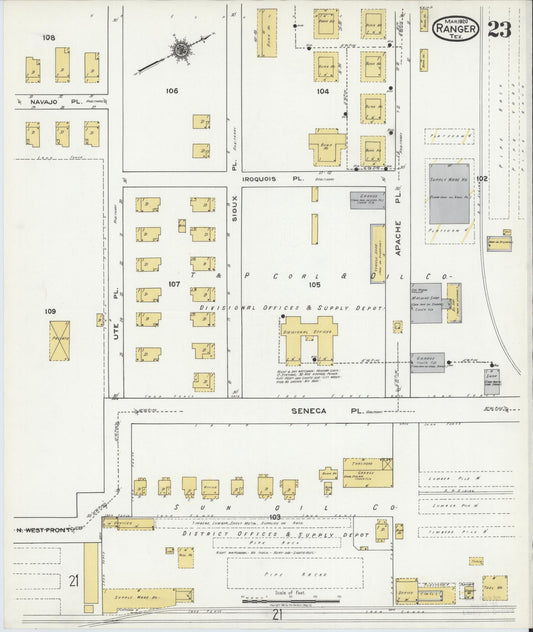 Sanborn Fire Insurance Map from Ranger, Eastland County, Texas (1920), Sheet #0023 - Historic Sanborn Fire Insurance Map Print, vintage old map wall art, antique decor, genealogy gift, Texas Texas map