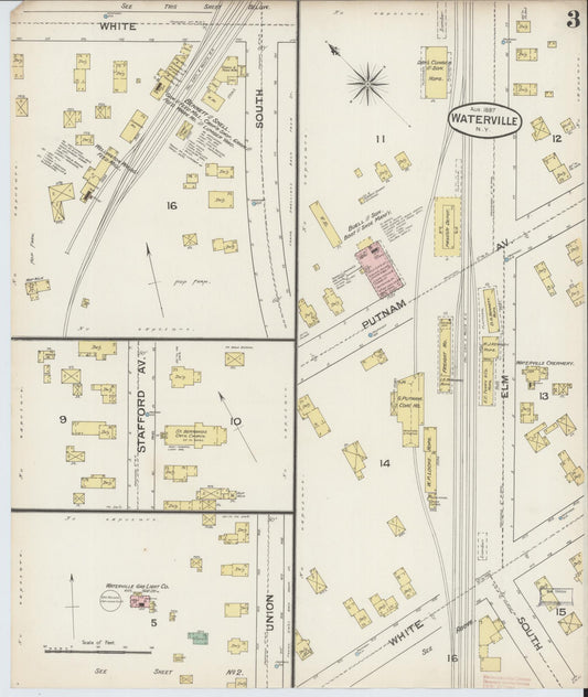 Sanborn Fire Insurance Map from Waterville, Oneida County, New York (1887), Sheet #0003 - Historic Sanborn Fire Insurance Map Print, vintage old map wall art, antique decor, genealogy gift, New York New York map