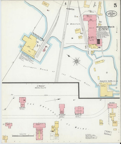 Sanborn Fire Insurance Map from Orono, Penobscot County, Maine (1901), Sheet #0005 - Complete Map Set gallery image, historic Sanborn map, vintage wall art, Maine Maine