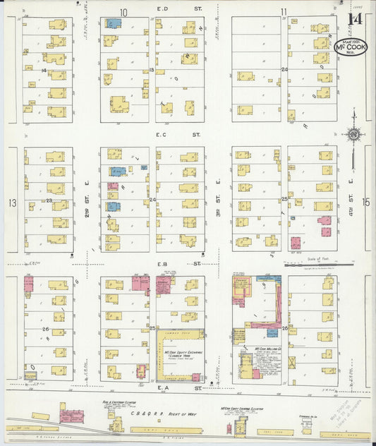 Sanborn Fire Insurance Map from Mccook, Red Willow County, Nebraska (1921), Sheet #0014 - Historic Sanborn Fire Insurance Map Print, vintage old map wall art, antique decor, genealogy gift, Nebraska Nebraska map