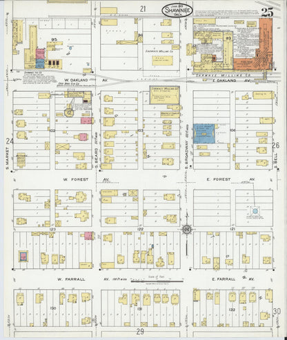 Sanborn Fire Insurance Map from Shawnee, Pottawatomie County, Oklahoma (1919), Sheet #0025 - Complete Map Set gallery image, historic Sanborn map, vintage wall art, Oklahoma Oklahoma