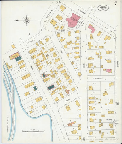 Sanborn Fire Insurance Map from Neenah, Winnebago County, Wisconsin (1906), Sheet #0007 - Historic Sanborn Fire Insurance Map Print, vintage old map wall art, antique decor, genealogy gift, Wisconsin Wisconsin map