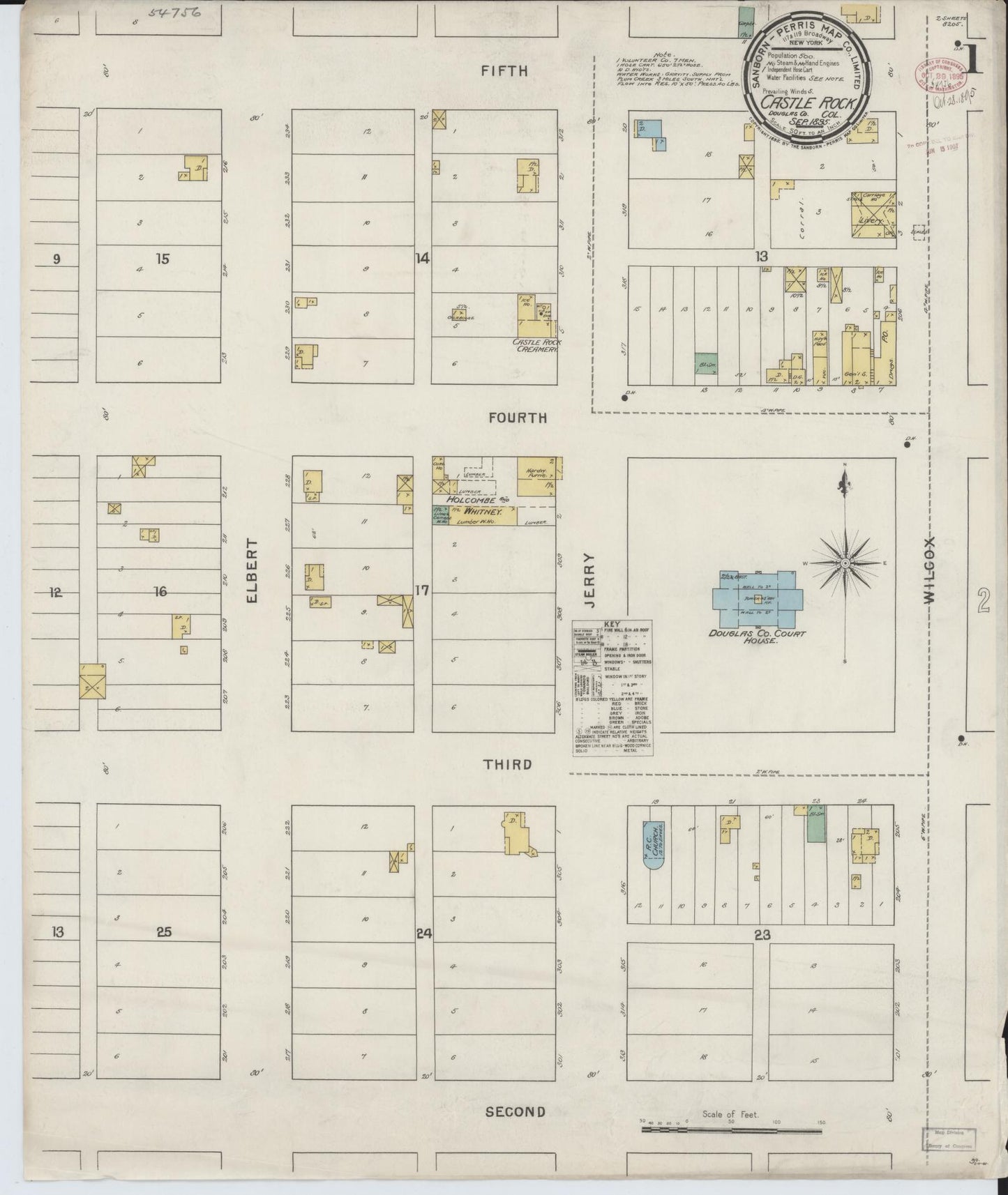 Sanborn Fire Insurance Map from Castle Rock, Douglas County, Colorado (1895), Sheet #0001 - Complete Map Set gallery image, historic Sanborn map, vintage wall art, Colorado Colorado