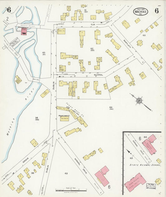 Sanborn Fire Insurance Map from Machias, Washington County, Maine (1925), Sheet #0006 - Historic Sanborn Fire Insurance Map Print, vintage old map wall art, antique decor, genealogy gift, Maine Maine map