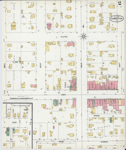 Sanborn Fire Insurance Map from Farmington, Fulton County, Illinois (1899), Sheet #0002 - Historic Sanborn Fire Insurance Map Print, vintage old map wall art, antique decor, genealogy gift, Illinois Illinois map
