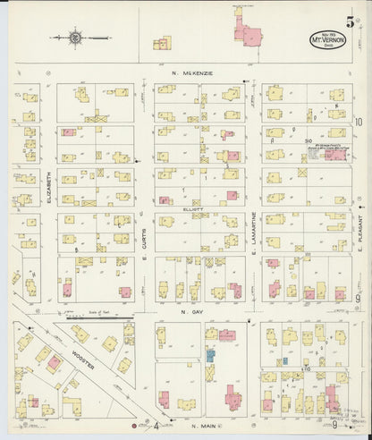 Sanborn Fire Insurance Map from Mount Vernon, Knox County, Ohio (1913), Sheet #0005 - Historic Sanborn Fire Insurance Map Print, vintage old map wall art, antique decor, genealogy gift, Ohio Ohio map