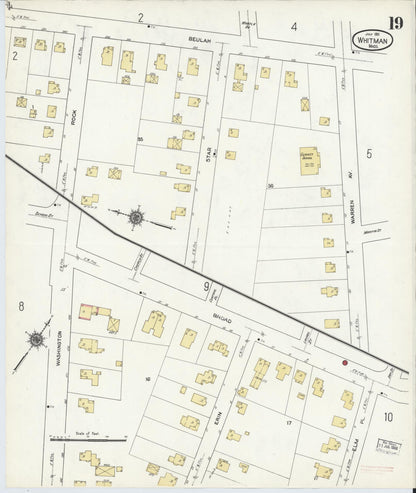 Sanborn Fire Insurance Map from Whitman, Plymouth County, Massachusetts (1911), Sheet #0019 - Historic Sanborn Fire Insurance Map Print, vintage old map wall art, antique decor, genealogy gift, Massachusetts Massachusetts map