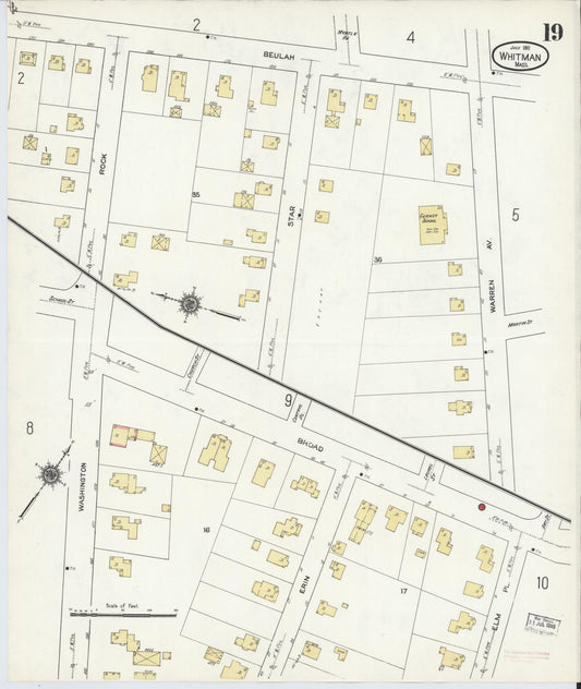Sanborn Fire Insurance Map from Whitman, Plymouth County, Massachusetts (1911), Sheet #0019 - Historic Sanborn Fire Insurance Map Print, vintage old map wall art, antique decor, genealogy gift, Massachusetts Massachusetts map