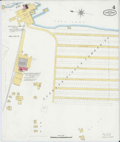 Sanborn Fire Insurance Map from Cass Lake, Cass County, Minnesota (1900), Sheet #0004 - Historic Sanborn Fire Insurance Map Print, vintage old map wall art, antique decor, genealogy gift, Minnesota Minnesota map