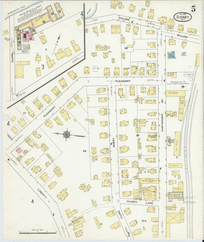 Sanborn Fire Insurance Map from Sidney, Delaware County, New York (1910), Sheet #0005 - Complete Map Set gallery image, historic Sanborn map, vintage wall art, New York New York