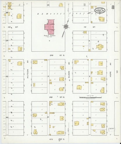 Sanborn Fire Insurance Map from Hamlin, Jones County, Texas (1919), Sheet #0008 - Complete Map Set gallery image, historic Sanborn map, vintage wall art, Texas Texas