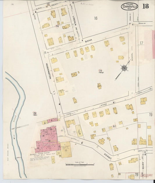 Sanborn Fire Insurance Map from Dansville, Livingston County, New York (1944), Sheet #0018 - Historic Sanborn Fire Insurance Map Print, vintage old map wall art, antique decor, genealogy gift, New York New York map
