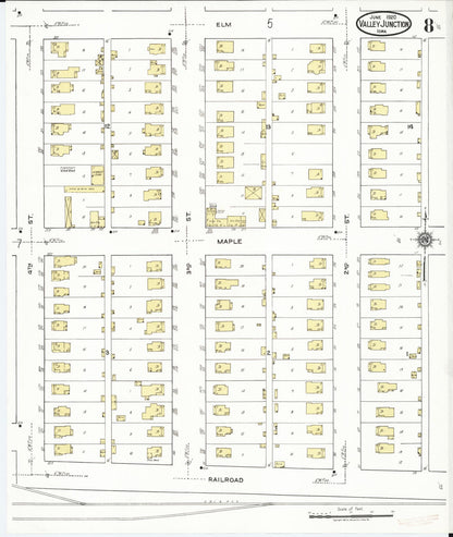 Sanborn Fire Insurance Map from Valley Junction, Polk County, Iowa (1920), Sheet #0008 - Historic Sanborn Fire Insurance Map Print, vintage old map wall art