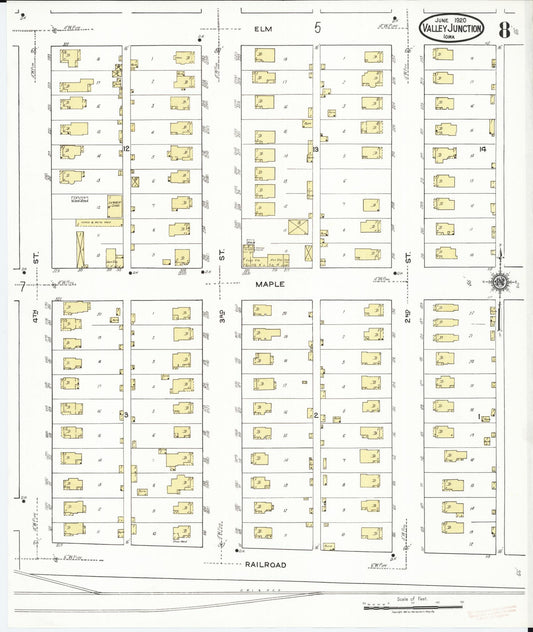 Sanborn Fire Insurance Map from Valley Junction, Polk County, Iowa (1920), Sheet #0008 - Historic Sanborn Fire Insurance Map Print, vintage old map wall art