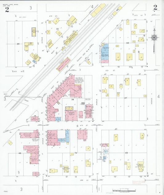 Sanborn Fire Insurance Map from Moose Lake, Carlton County, Minnesota (1951), Sheet #0002 - Historic Sanborn Fire Insurance Map Print, vintage old map wall art, antique decor, genealogy gift, Minnesota Minnesota map