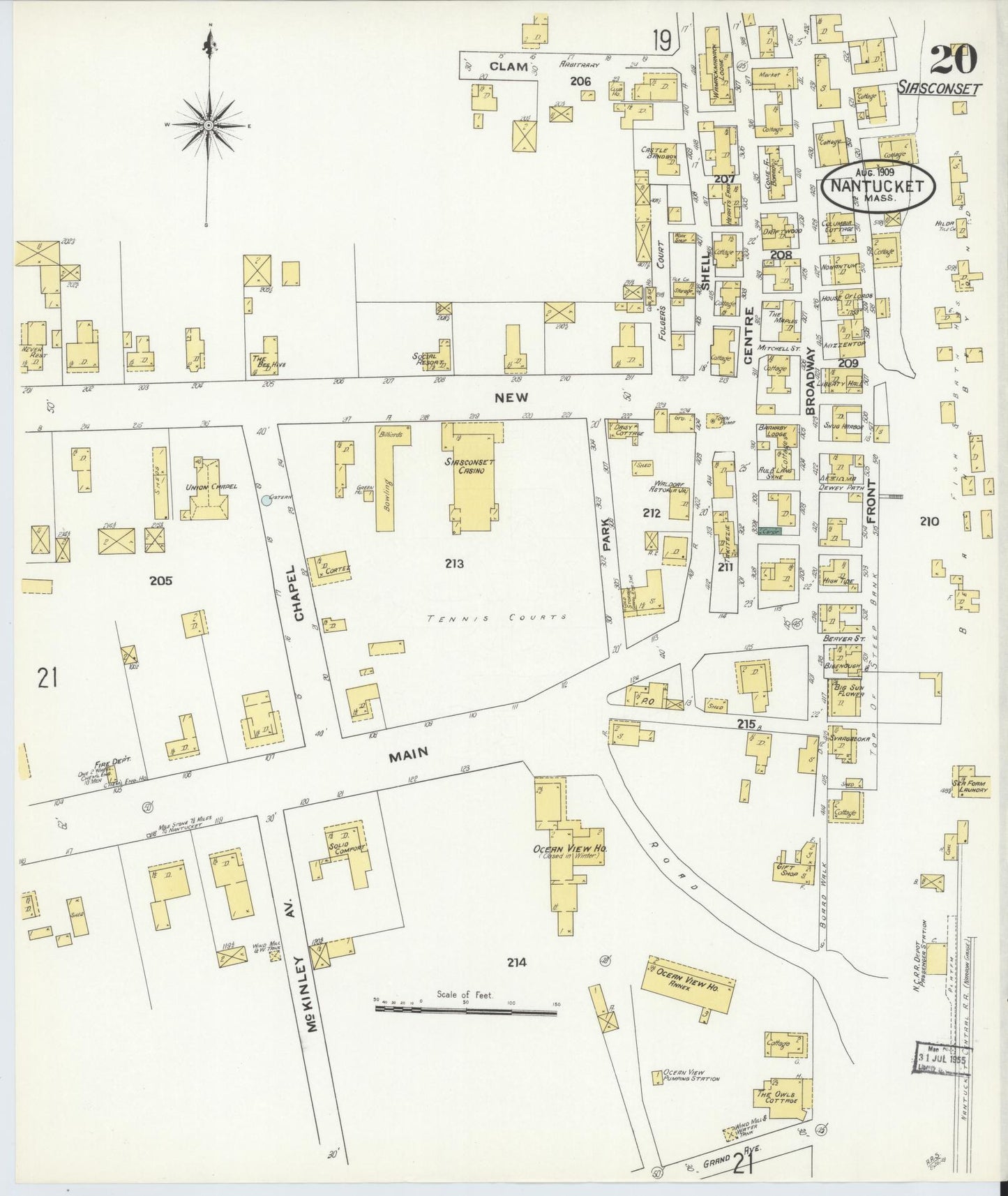 Sanborn Fire Insurance Map from Nantucket, Nantucket County, Massachusetts (1909), Sheet #0020 - Complete Map Set gallery image, historic Sanborn map, vintage wall art, Massachusetts Massachusetts