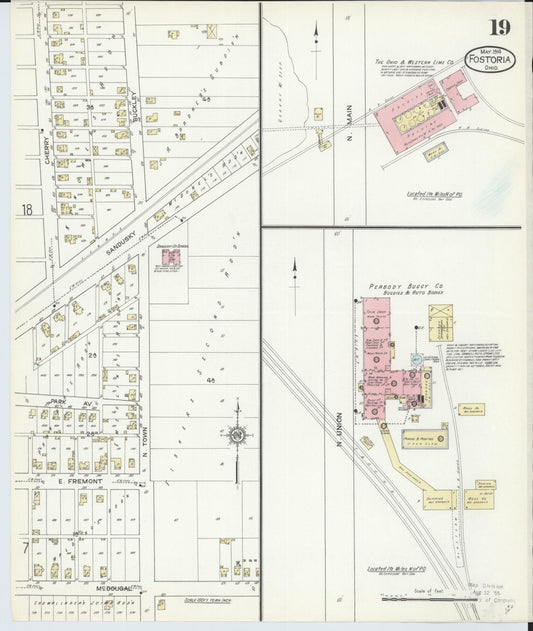 Sanborn Fire Insurance Map from Fostoria, Seneca, Hancock, And Wood Counties, Ohio (1914), Sheet #0019 - Historic Sanborn Fire Insurance Map Print, vintage old map wall art, antique decor, genealogy gift, Ohio Ohio map