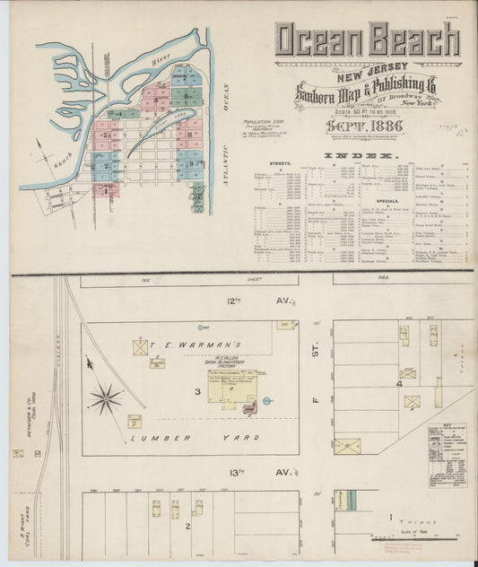 Sanborn Fire Insurance Map from Ocean Beach, Ocean County, New Jersey. (1886) – Historic Sanborn Fire Insurance Map Print