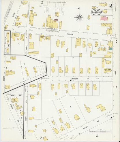 Sanborn Fire Insurance Map from Hamburg, Erie County, New York (1907), Sheet #0002 - Complete Map Set gallery image, historic Sanborn map, vintage wall art, New York New York
