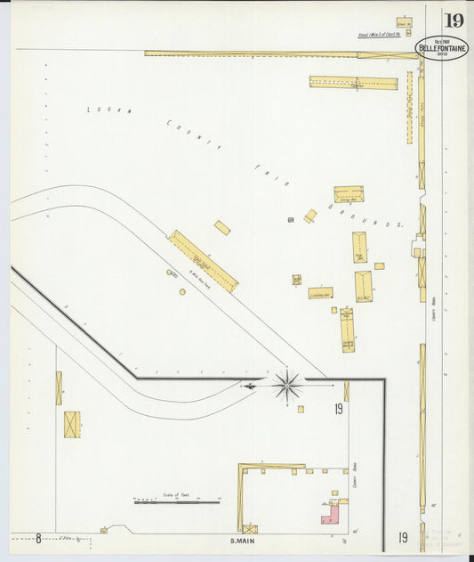 Sanborn Fire Insurance Map from Bellefontaine, Logan County, Ohio (1901), Sheet #0019 - Historic Sanborn Fire Insurance Map Print, vintage old map wall art, antique decor, genealogy gift, Ohio Ohio map