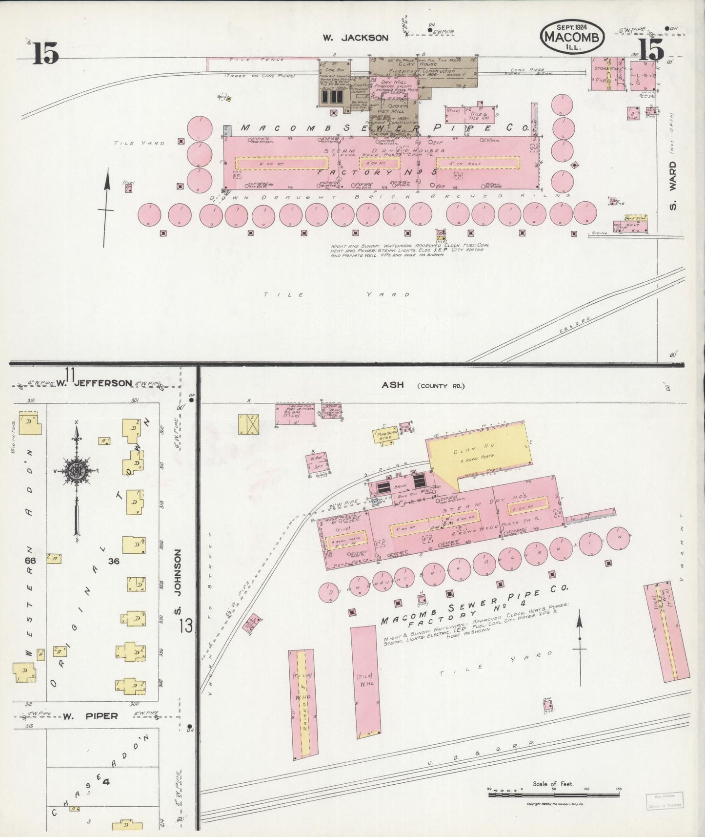 Sanborn Fire Insurance Map from Macomb, Mcdonough County, Illinois (1924), Sheet #0015 - Historic Sanborn Fire Insurance Map Print, vintage old map wall art, antique decor, genealogy gift, Illinois Illinois map