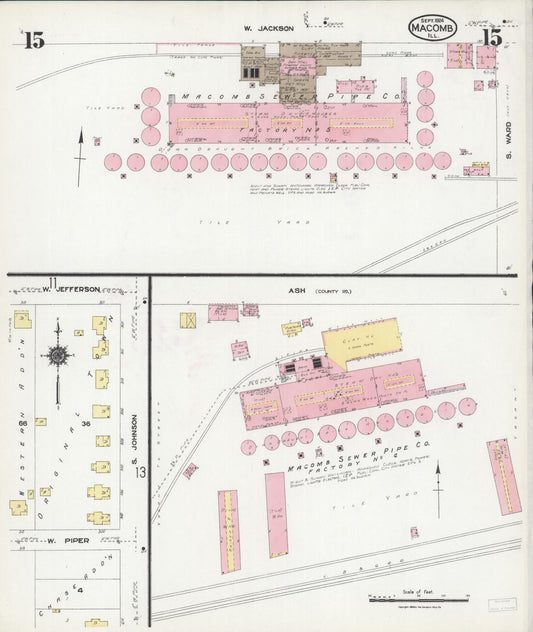 Sanborn Fire Insurance Map from Macomb, Mcdonough County, Illinois (1924), Sheet #0015 - Historic Sanborn Fire Insurance Map Print, vintage old map wall art, antique decor, genealogy gift, Illinois Illinois map