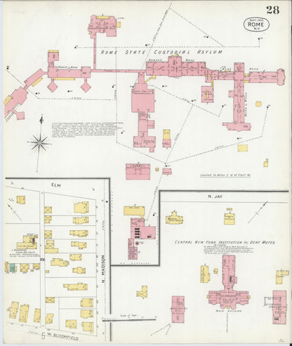 Sanborn Fire Insurance Map from Rome, Oneida County, New York (1904), Sheet #0028 - Historic Sanborn Fire Insurance Map Print, vintage old map wall art, antique decor, genealogy gift, New York New York map