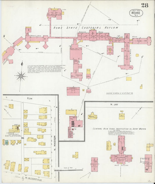 Sanborn Fire Insurance Map from Rome, Oneida County, New York (1904), Sheet #0028 - Historic Sanborn Fire Insurance Map Print, vintage old map wall art, antique decor, genealogy gift, New York New York map