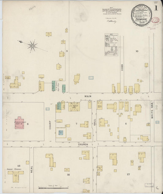 Sanborn Fire Insurance Map from Thomson, McDuffie County, Georgia (1895), Sheet #0001 - Complete Map Set gallery image, historic Sanborn map, vintage wall art, Georgia Georgia