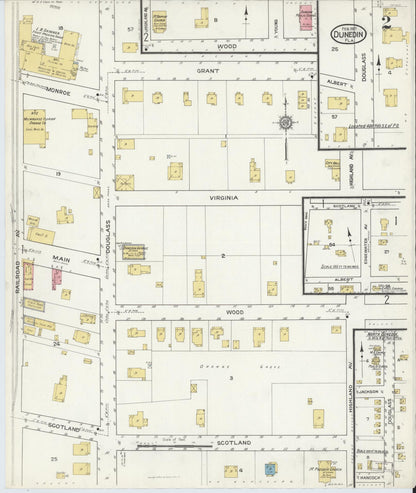 Sanborn Fire Insurance Map from Dunedin, Pinellas County, Florida (1917), Sheet #0002 - Complete Map Set gallery image, historic Sanborn map, vintage wall art, Florida Florida
