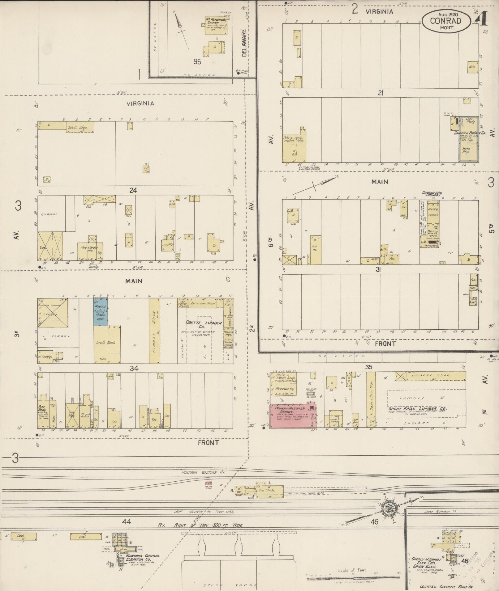 Sanborn Fire Insurance Map from Conrad, Pondera County, Montana (1920), Sheet #0004 - Historic Sanborn Fire Insurance Map Print, vintage old map wall art, antique decor, genealogy gift, Montana Montana map