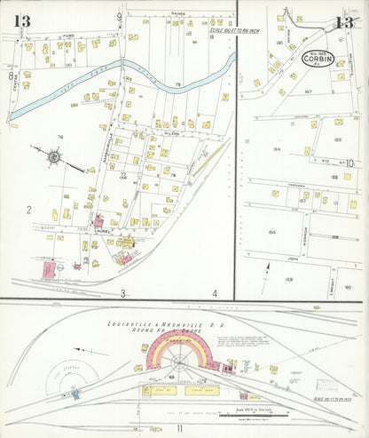 Sanborn Fire Insurance Map from Corbin, Knox and Whitley Counties, Kentucky (1923), Sheet #0013 - Complete Map Set gallery image, historic Sanborn map, vintage wall art, Kentucky Kentucky