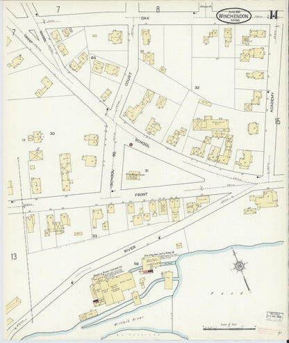 Sanborn Fire Insurance Map from Winchendon, Worcester County, Massachusetts (1914), Sheet #0014 - Complete Map Set gallery image, historic Sanborn map, vintage wall art, Massachusetts Massachusetts