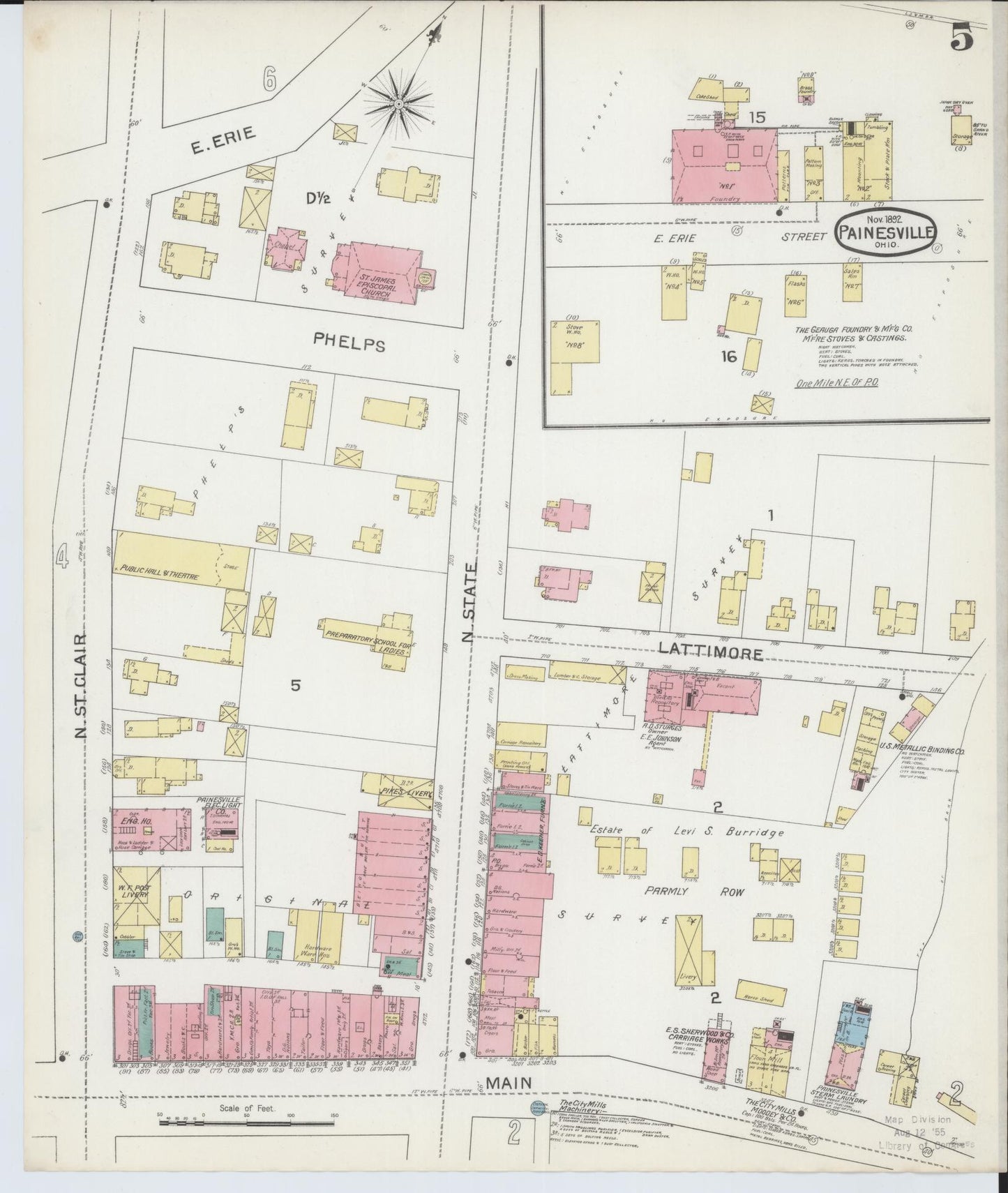 Sanborn Fire Insurance Map from Painesville, Lake County, Ohio (1892), Sheet #0005 - Complete Map Set gallery image, historic Sanborn map, vintage wall art, Ohio Ohio
