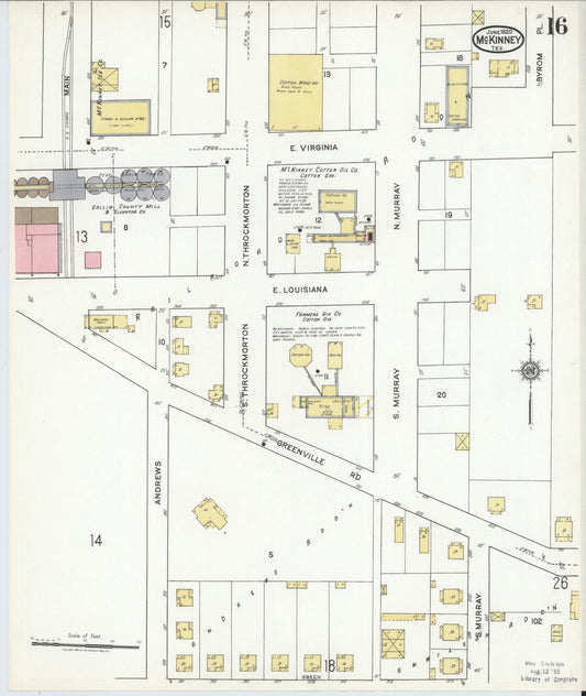 Sanborn Fire Insurance Map from McKinney, Collin County, Texas (1920), Sheet #0016 - Historic Sanborn Fire Insurance Map Print, vintage old map wall art, antique decor, genealogy gift, Texas Texas map