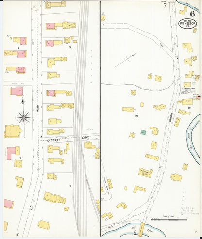 Sanborn Fire Insurance Map from Windsor, Windsor County, Vermont (1906), Sheet #0006 - Complete Map Set gallery image, historic Sanborn map, vintage wall art, Vermont Vermont