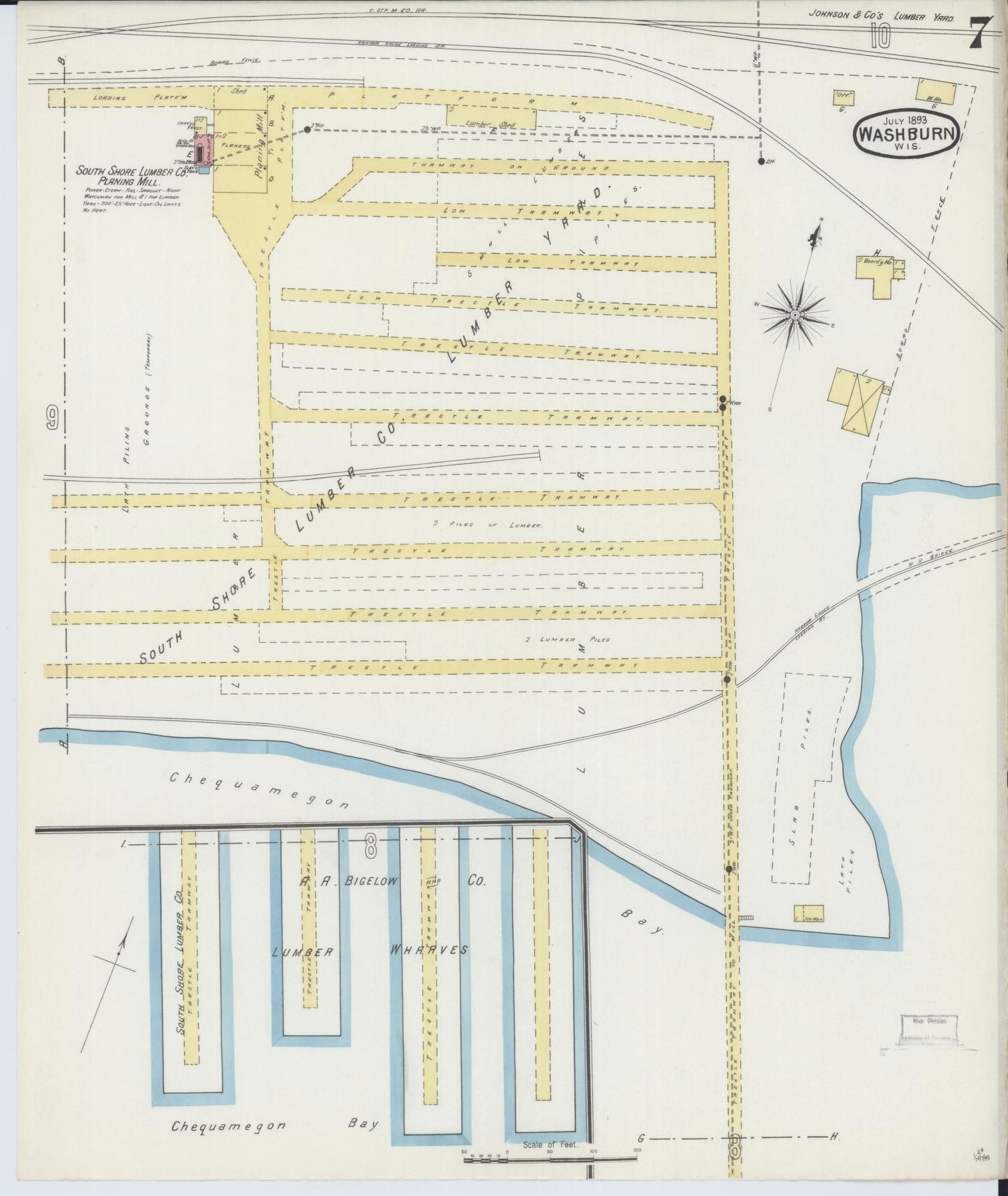 Sanborn Fire Insurance Map from Washburn, Bayfield County, Wisconsin (1893), Sheet #0007 - Complete Map Set gallery image, historic Sanborn map, vintage wall art, Wisconsin Wisconsin