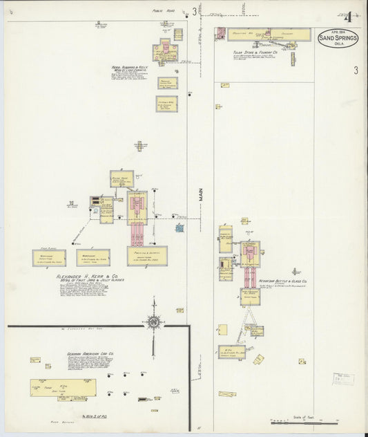 Sanborn Fire Insurance Map from Sand Springs, Tulsa County, Oklahoma (1914), Sheet #0004 - Historic Sanborn Fire Insurance Map Print, vintage old map wall art, antique decor, genealogy gift, Oklahoma Oklahoma map