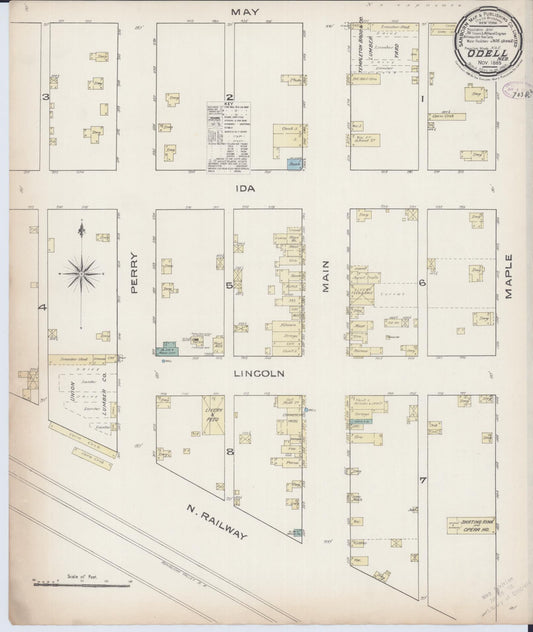 Sanborn Fire Insurance Map from Odell, Gage County, Nebraska (1885), Sheet #0001 - Historic Sanborn Fire Insurance Map Print, vintage old map wall art, antique decor, genealogy gift, Nebraska Nebraska map