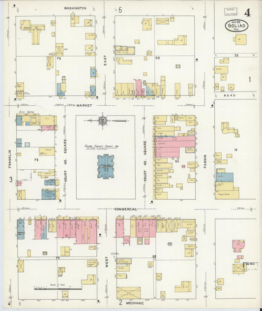 Sanborn Fire Insurance Map from Goliad, Goliad County, Texas (1912), Sheet #0004 - Historic Sanborn Fire Insurance Map Print, vintage old map wall art, antique decor, genealogy gift, Texas Texas map
