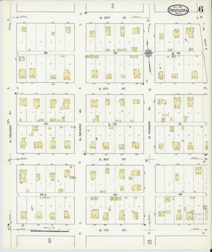 Sanborn Fire Insurance Map from Pawhuska, Osage County, Oklahoma (1916), Sheet #0006 - Complete Map Set gallery image, historic Sanborn map, vintage wall art, Oklahoma Oklahoma