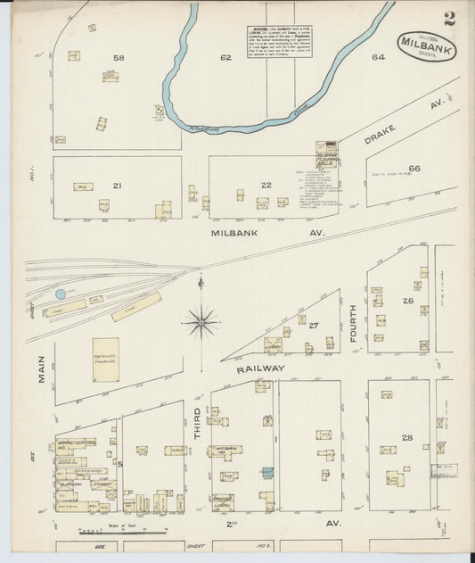 Sanborn Fire Insurance Map from Milbank, Grant County, South Dakota (1884), Sheet #0002 - Historic Sanborn Fire Insurance Map Print, vintage old map wall art, antique decor, genealogy gift, South Dakota South Dakota map