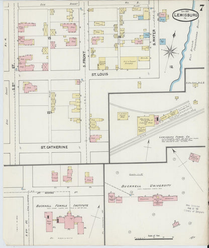 Sanborn Fire Insurance Map from Lewisburg, Union County, Pennsylvania (1890), Sheet #0007 - Complete Map Set gallery image, historic Sanborn map, vintage wall art, Pennsylvania Pennsylvania